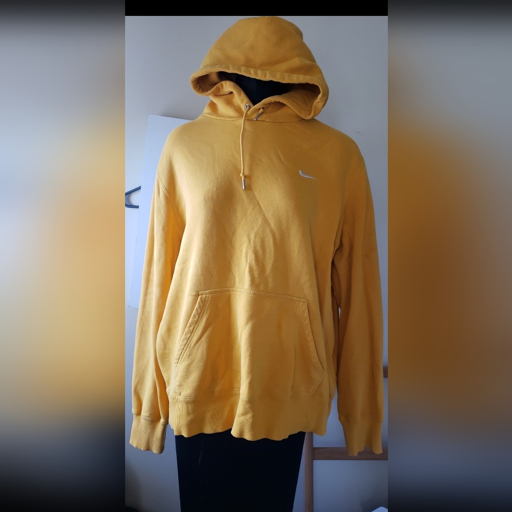 NIKE Men's Yellow Sportswear Club Fleece Hoodie Sweatshirt XL - Picture 6 of 10